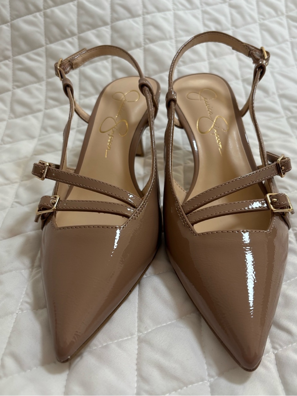 Jessica Simpson Nude Patent Pointed Slingback Heels - Picture 3 of 7